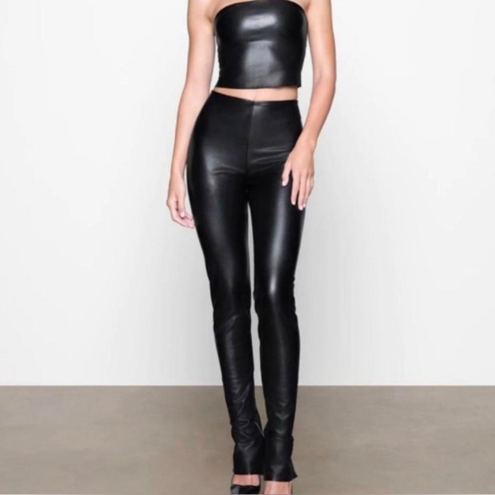 SKIMS Black Leather Pants